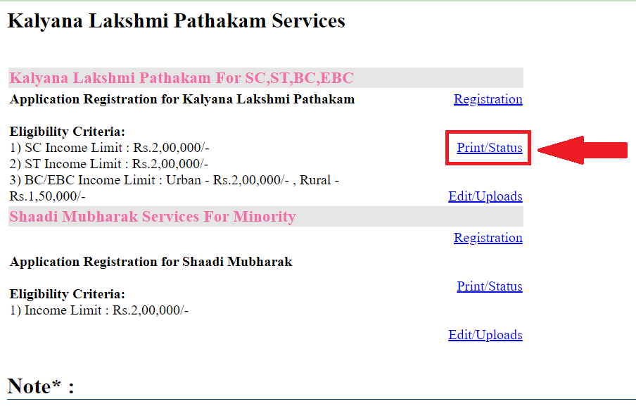 How to Check Telangana Kalyana Lakshmi Scheme Status