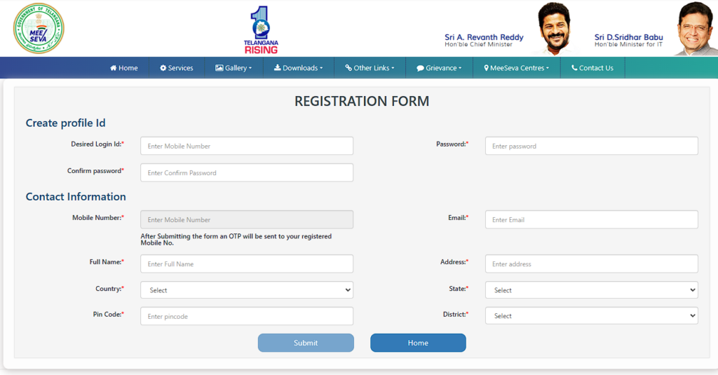 Telangana New Ration Card Application