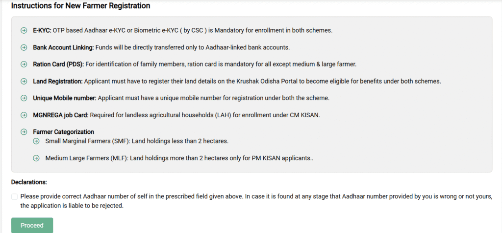 Instructions for new farmer registration