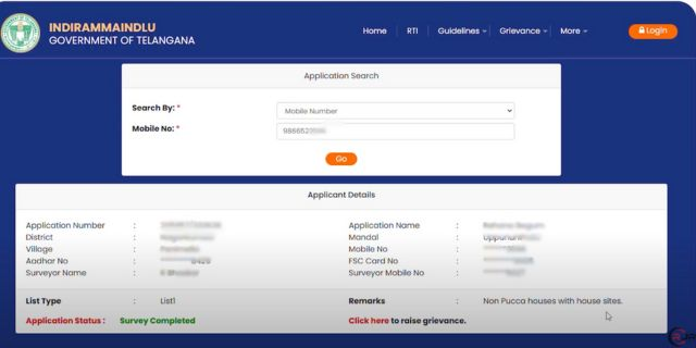 Search Indiramma Illu L1 L2 L3 Application Status